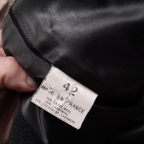 AGNES B Charcoal Gray Mid-Length Coat - Picture 3 of 10